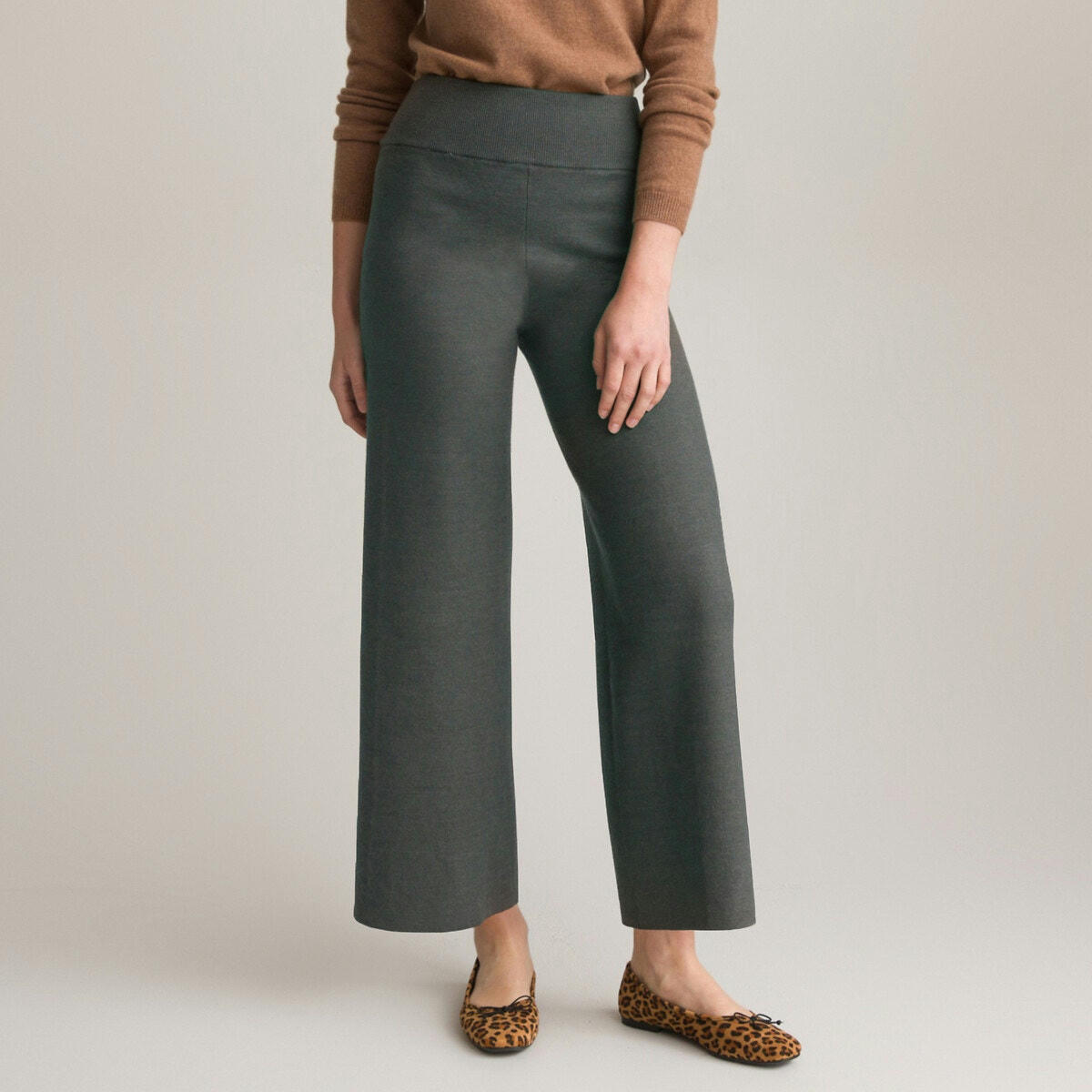 Pantalon large, maille tricot