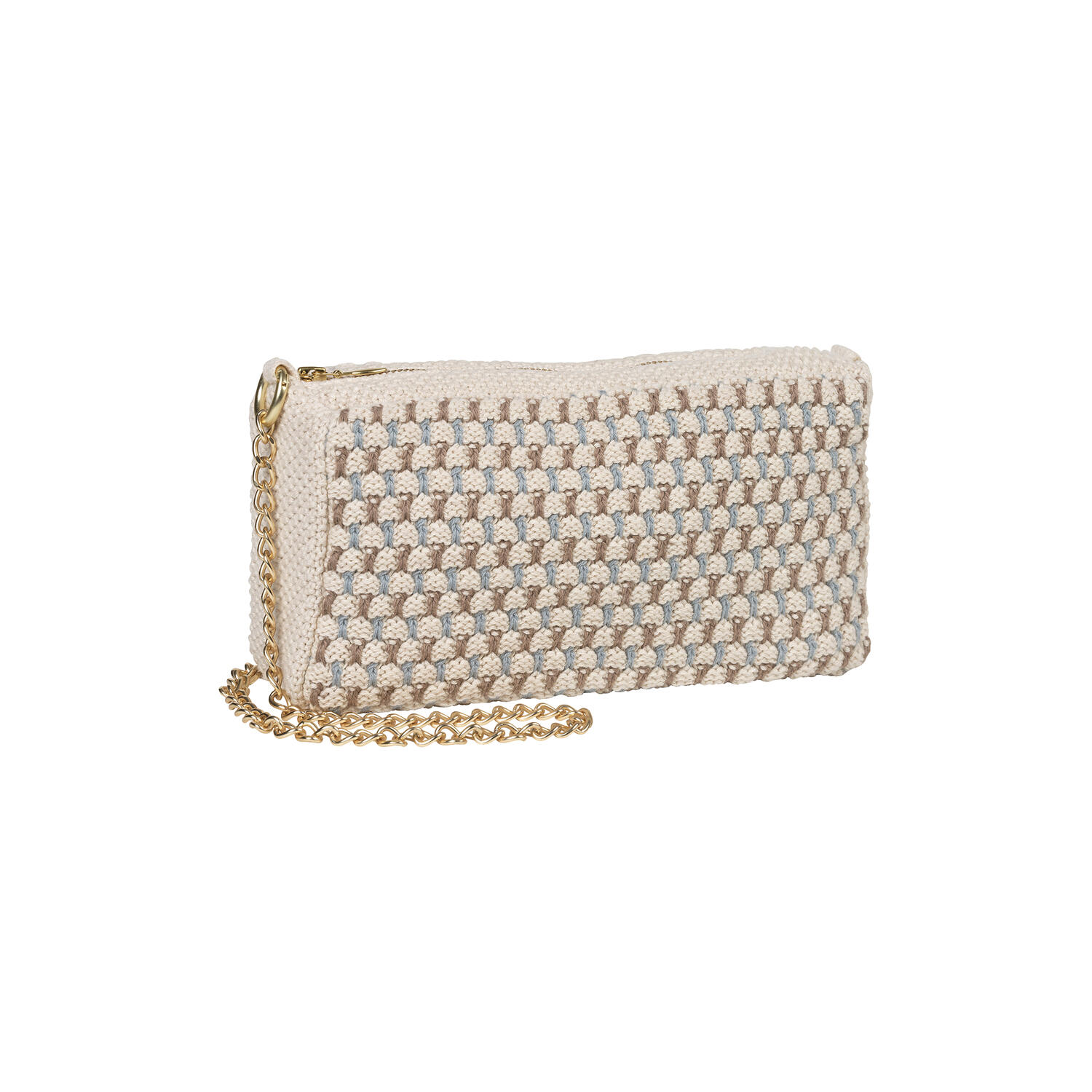 Strikket Clutch K&aelig;de Multi, beige-blue-brown