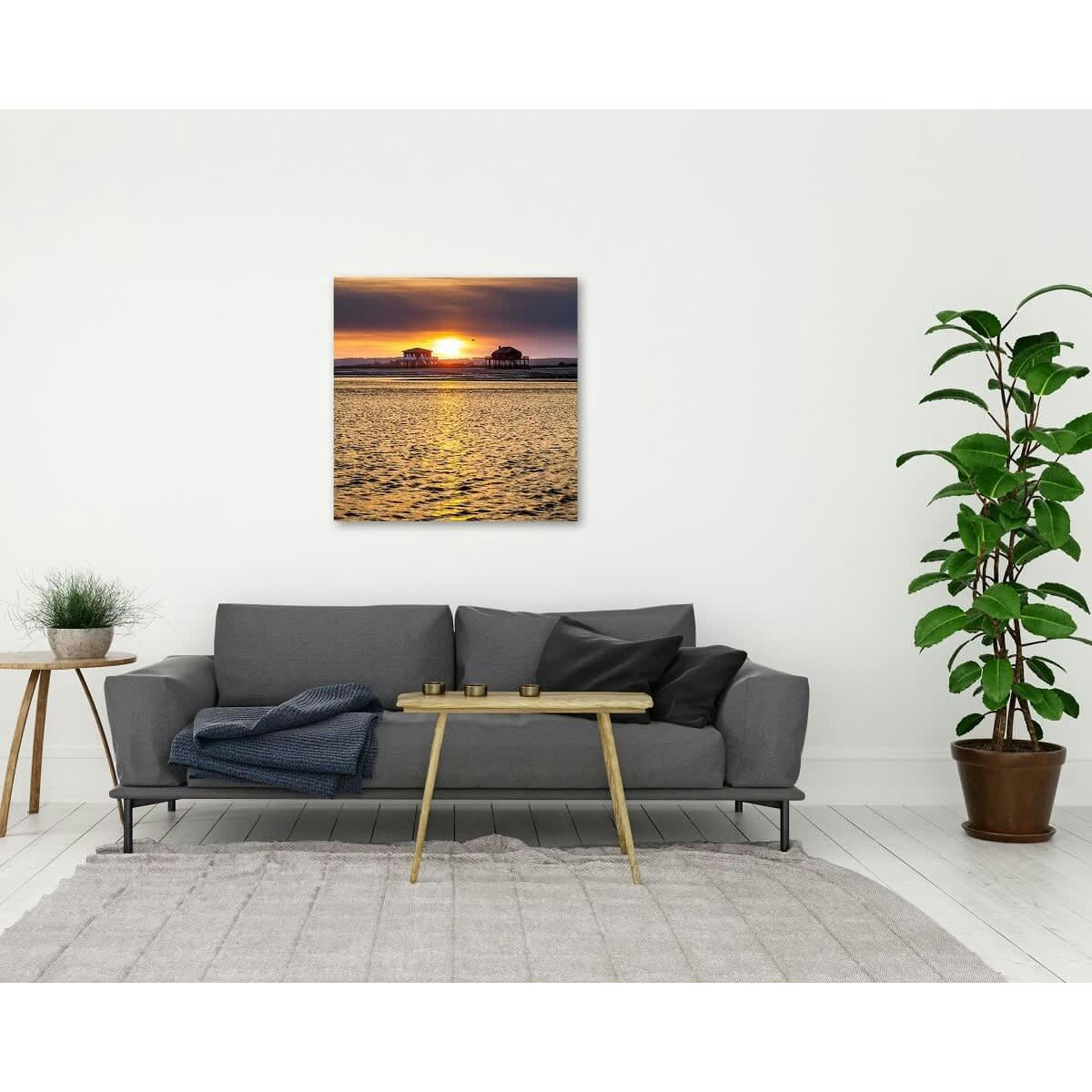 MER - Tableau sur toile vue couché de soleil 90x90 cm