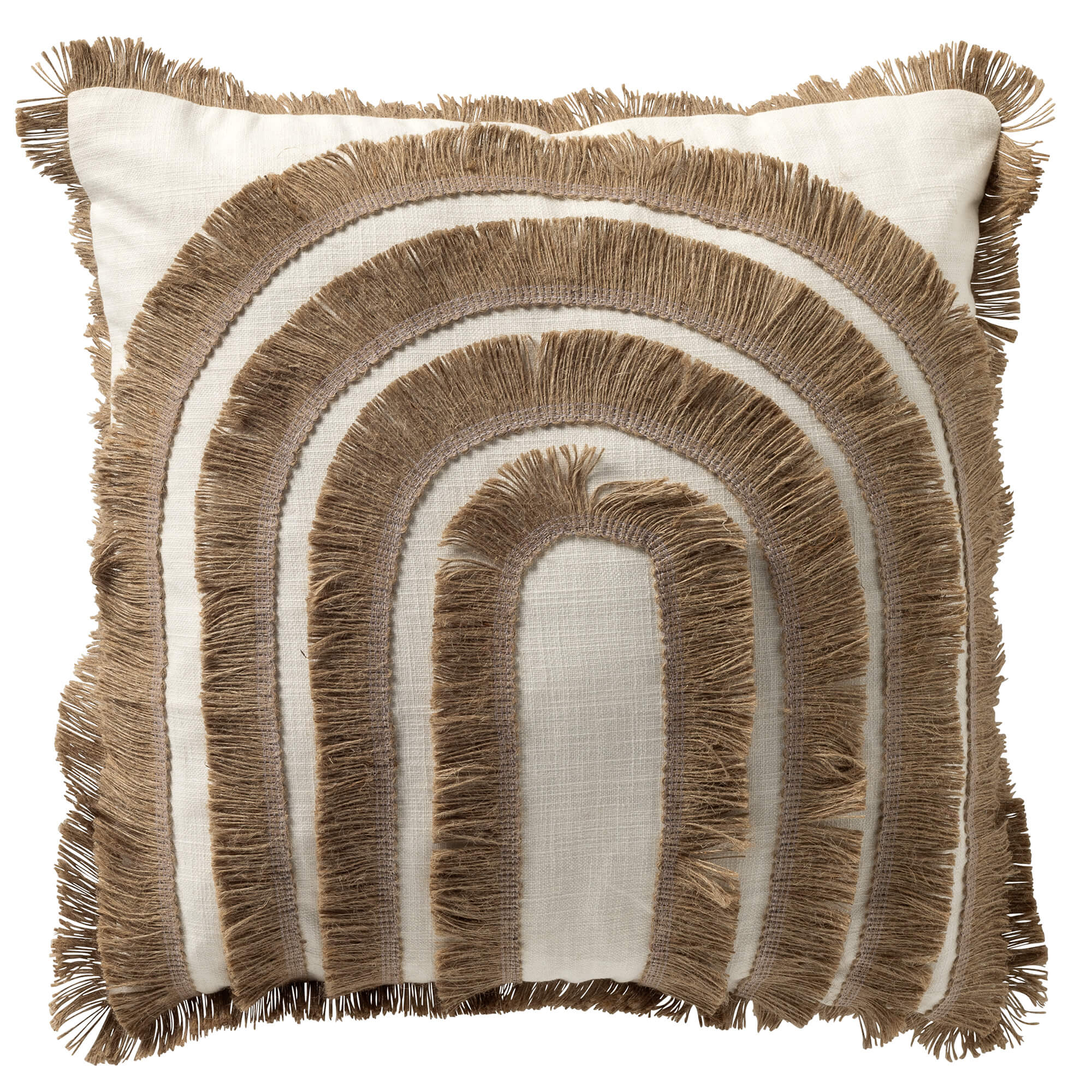 MARINA - sierkussen 45x45 cm - jute afwerking - Natural - bruin