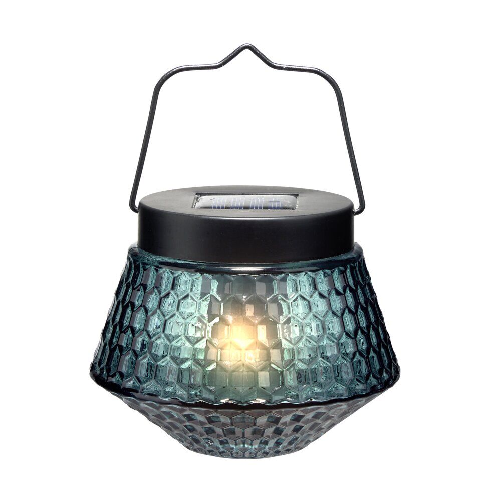 Lanterne solaire effet flamme en verre Ø12xH10,5cm