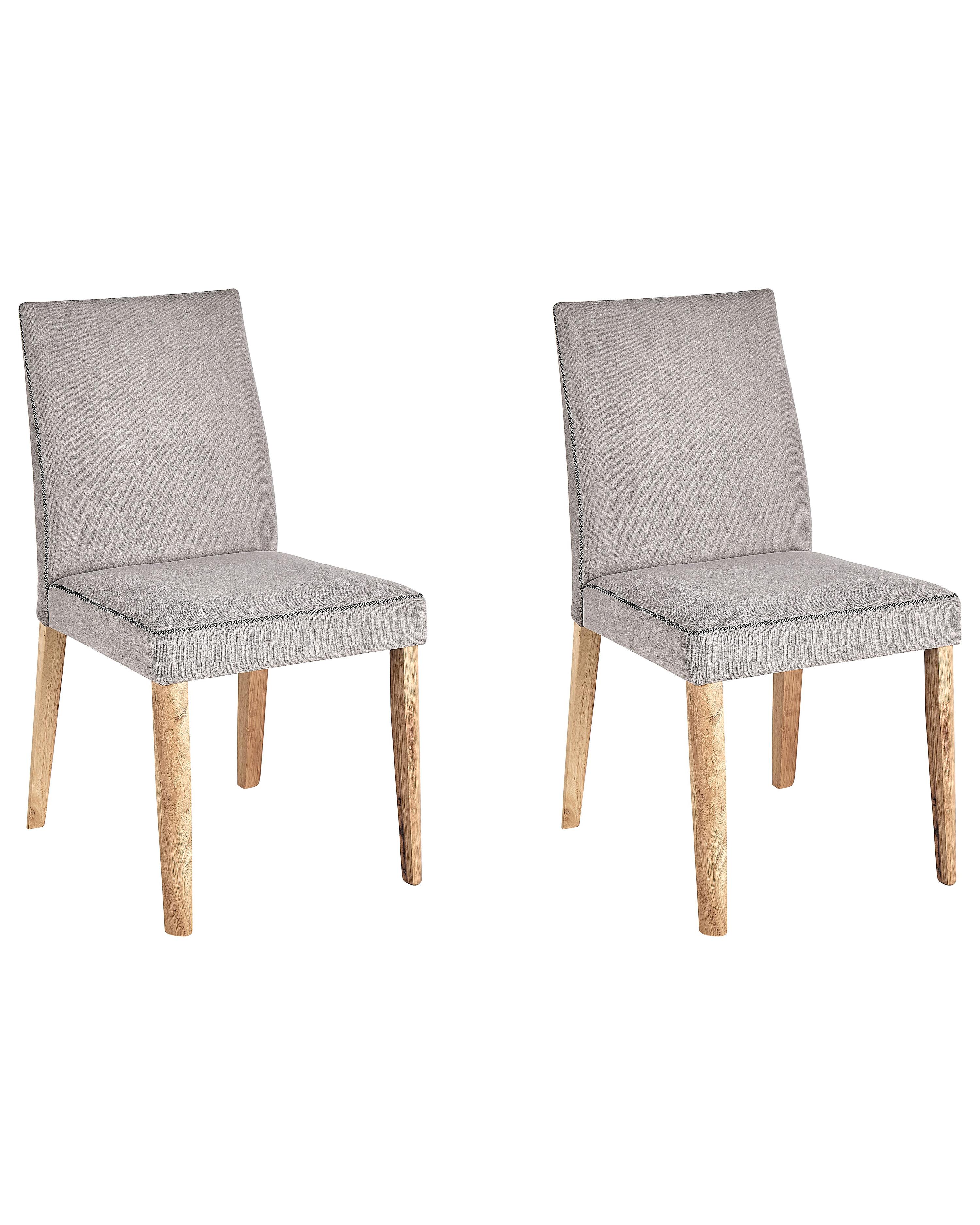Set of 2 Dining Chairs PHOLA Fabric Grey