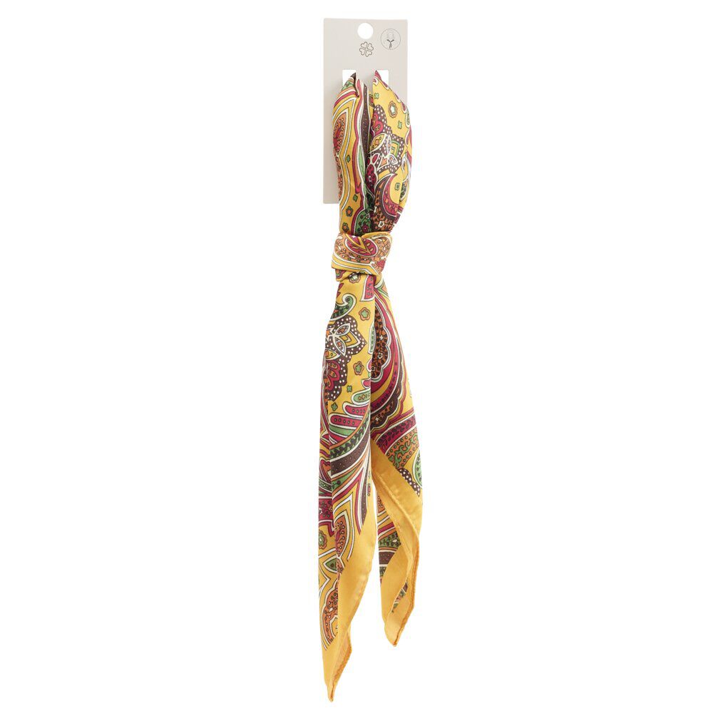 Foulard carré tissu imprimé jaune 45x45cm