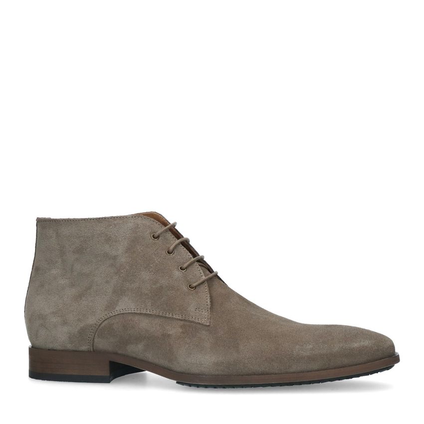 Manfield Taupe suède veterschoenen