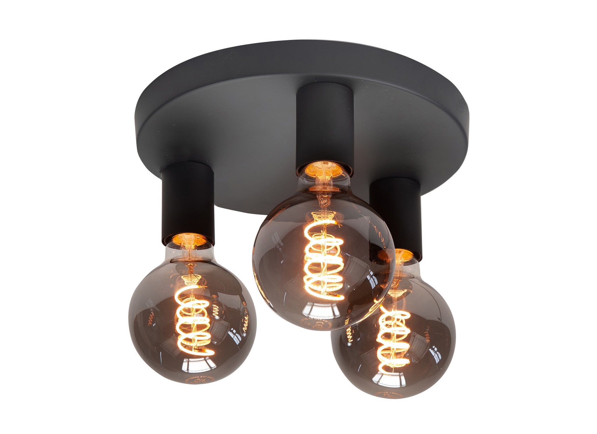 Highlight Plafondlamp Basic Zwart 3 lichts Ø 25 cm E27