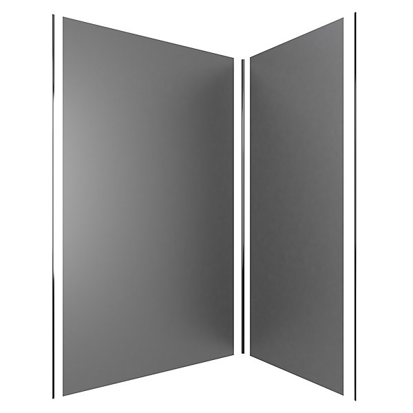Pack de 2 panneaux muraux de salle de bains, gris foncé avec profilés chromés, l.120 90 x H.210 x P.0,3 cm, Galedo Alucolors