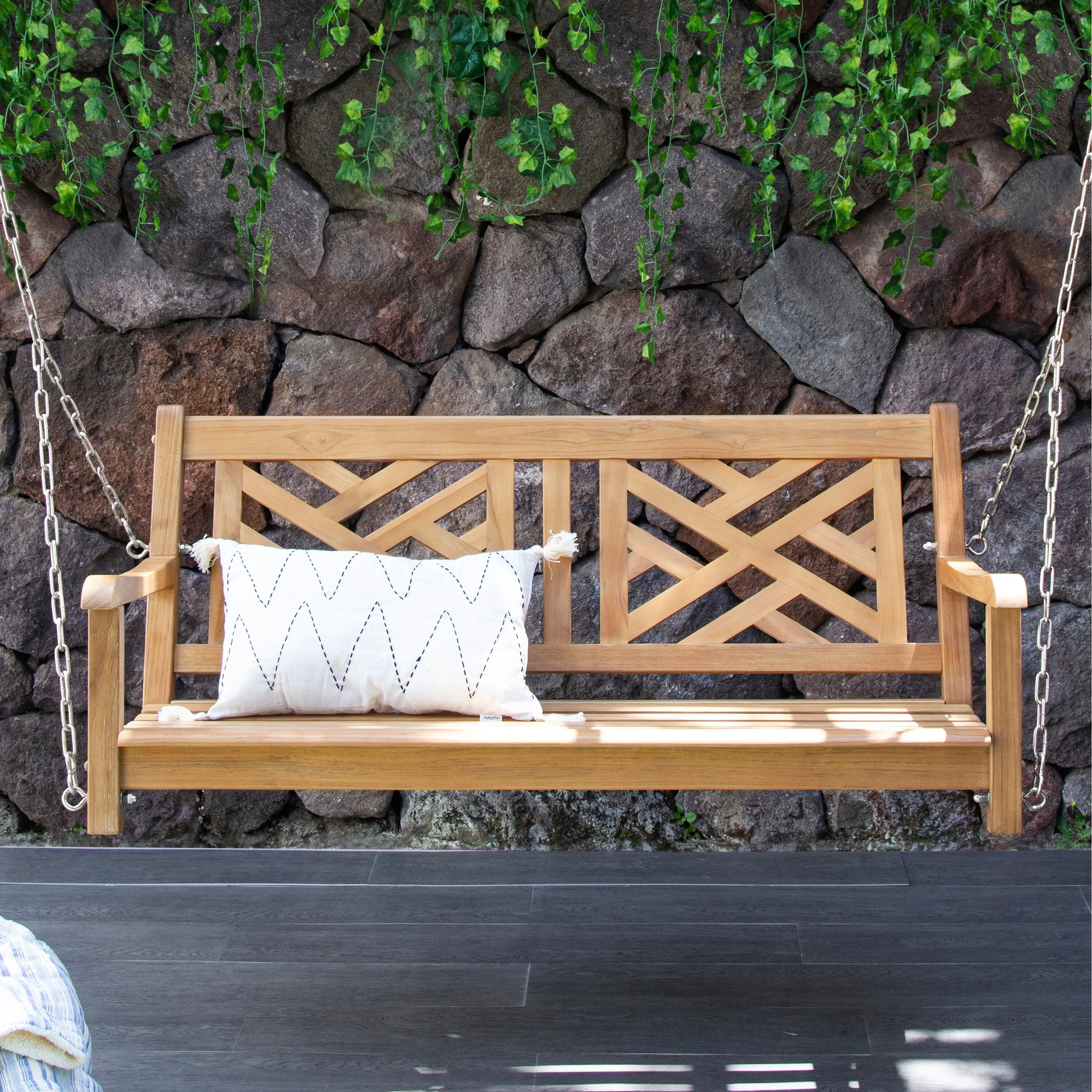 Cambridge Casual Isla Teak Wood Outdoor Porch Swing