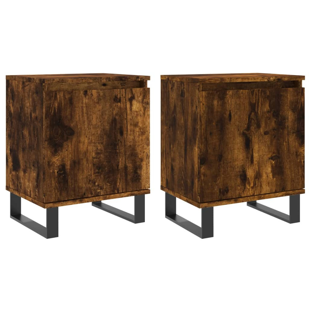 2x Szafka Nocna Stolik Komoda Brązowa z Drzwiami Do Sypialni 40x30x50 cm