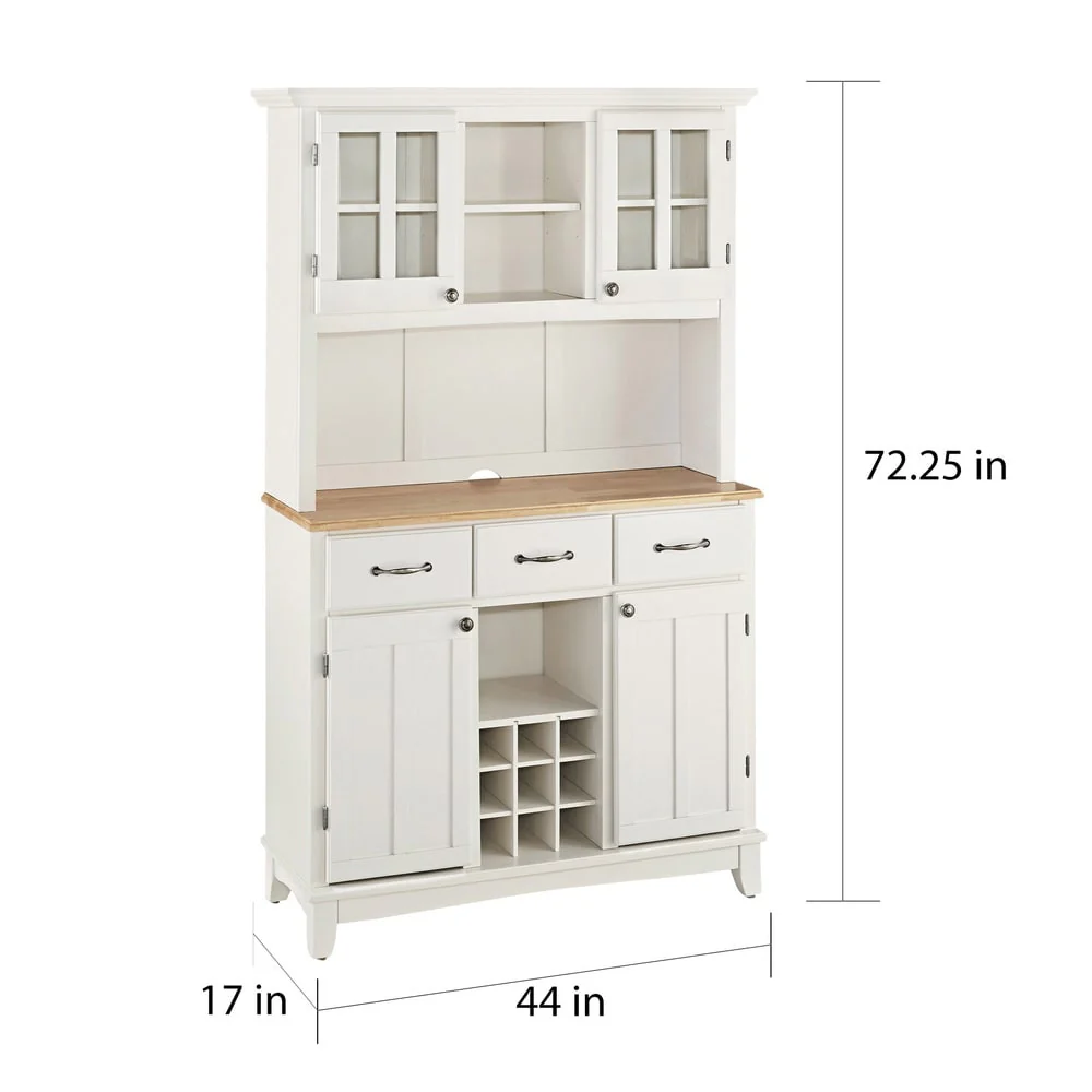 Homestyles Buffet of Buffets Off-White Server with Hutch & Wood Top