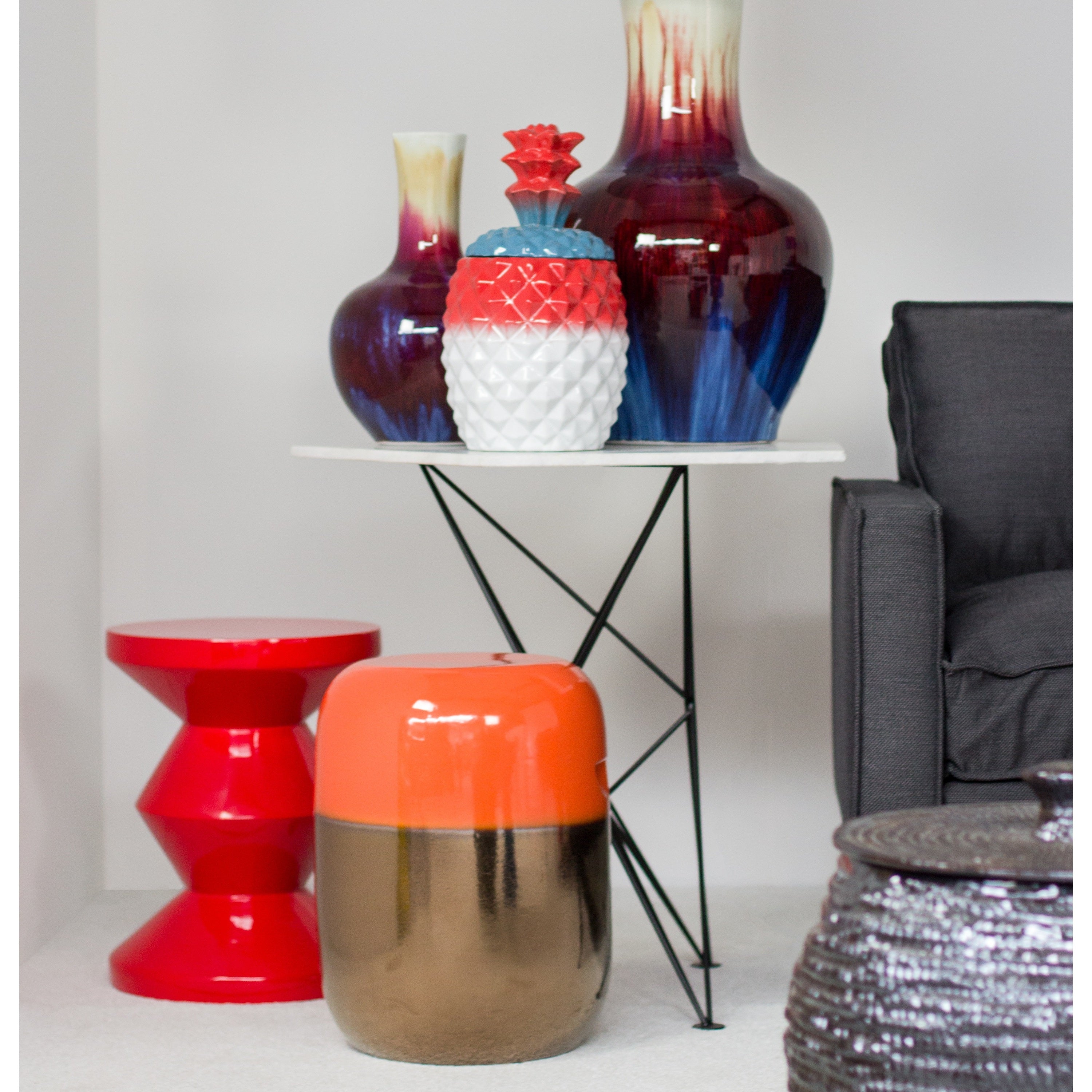 POLSPOTTEN Zig Zag Bijzettafel - Roestrood