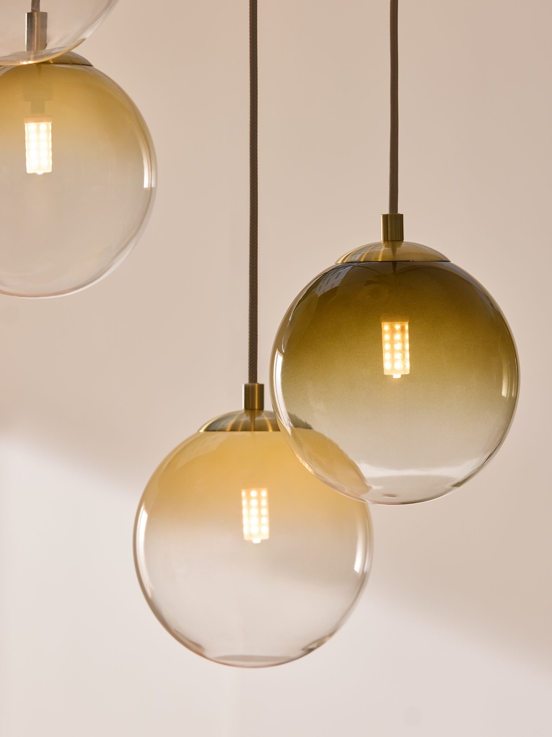 Globe 5 Light Ceiling in Brass/Green Ombre