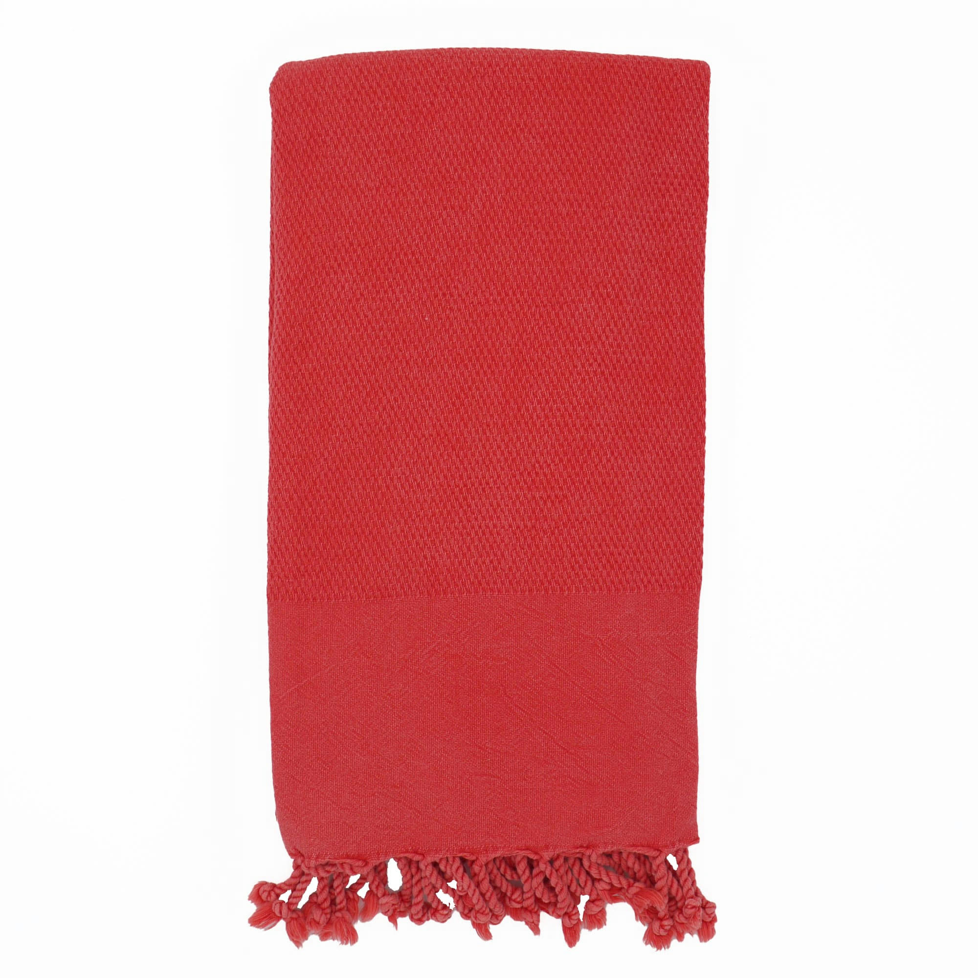 - Fouta vintage 100% coton avec franges corail 95x170cm
