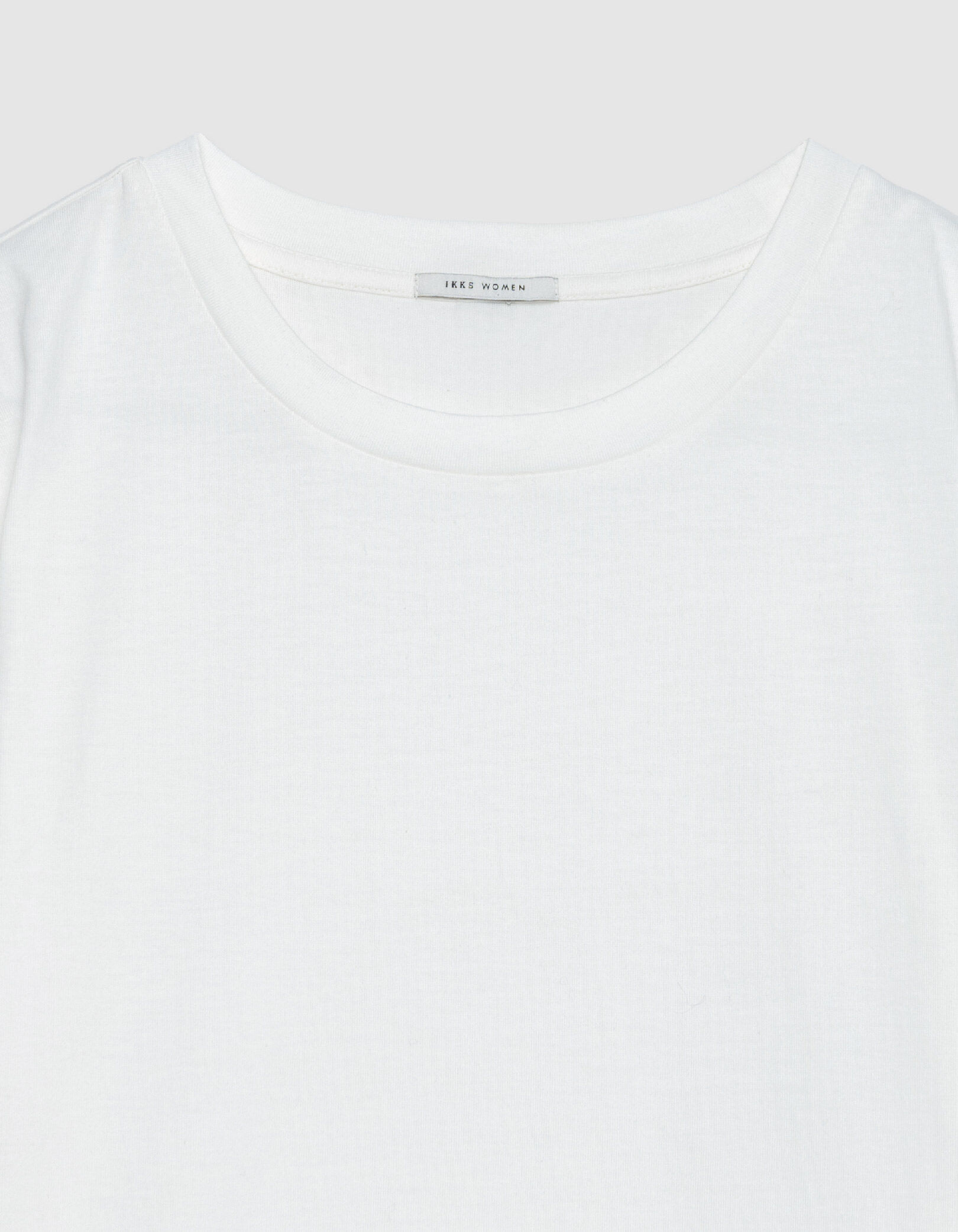 Tee-shirt col rond blanc détail crochet et sequins Femme