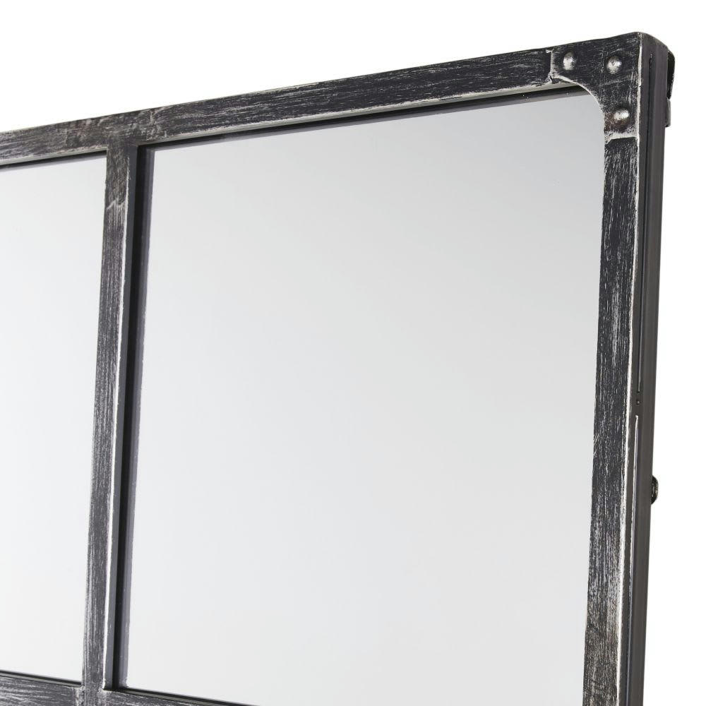 MANOLO - Grand miroir fenêtre rectangulaire en métal noir 135x180