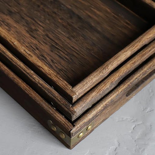 SOGA Walnut Rectangle Serving Tray Small