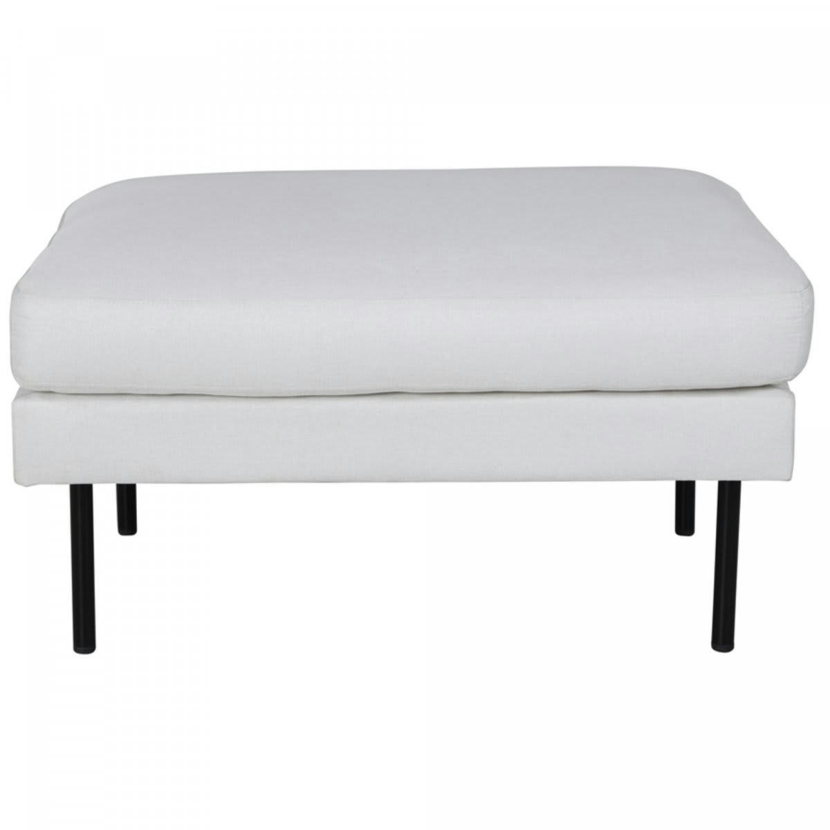 MIGUEL - Pouf rectangulaire 85x64cm en tissu blanc