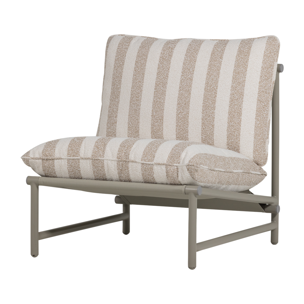 WOOOD loungestoel tuin gestreept Elvo - Aluminium - Wit/Zand - 75x82x75