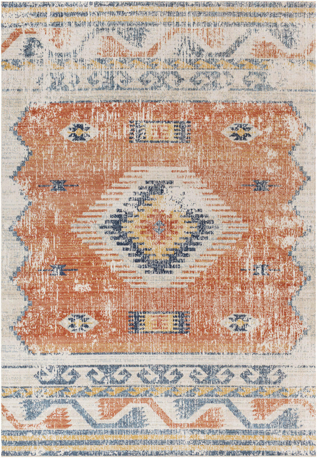 NAWEL - Tapis d'Extérieur/Intérieur Rouille/Bleu 200x275