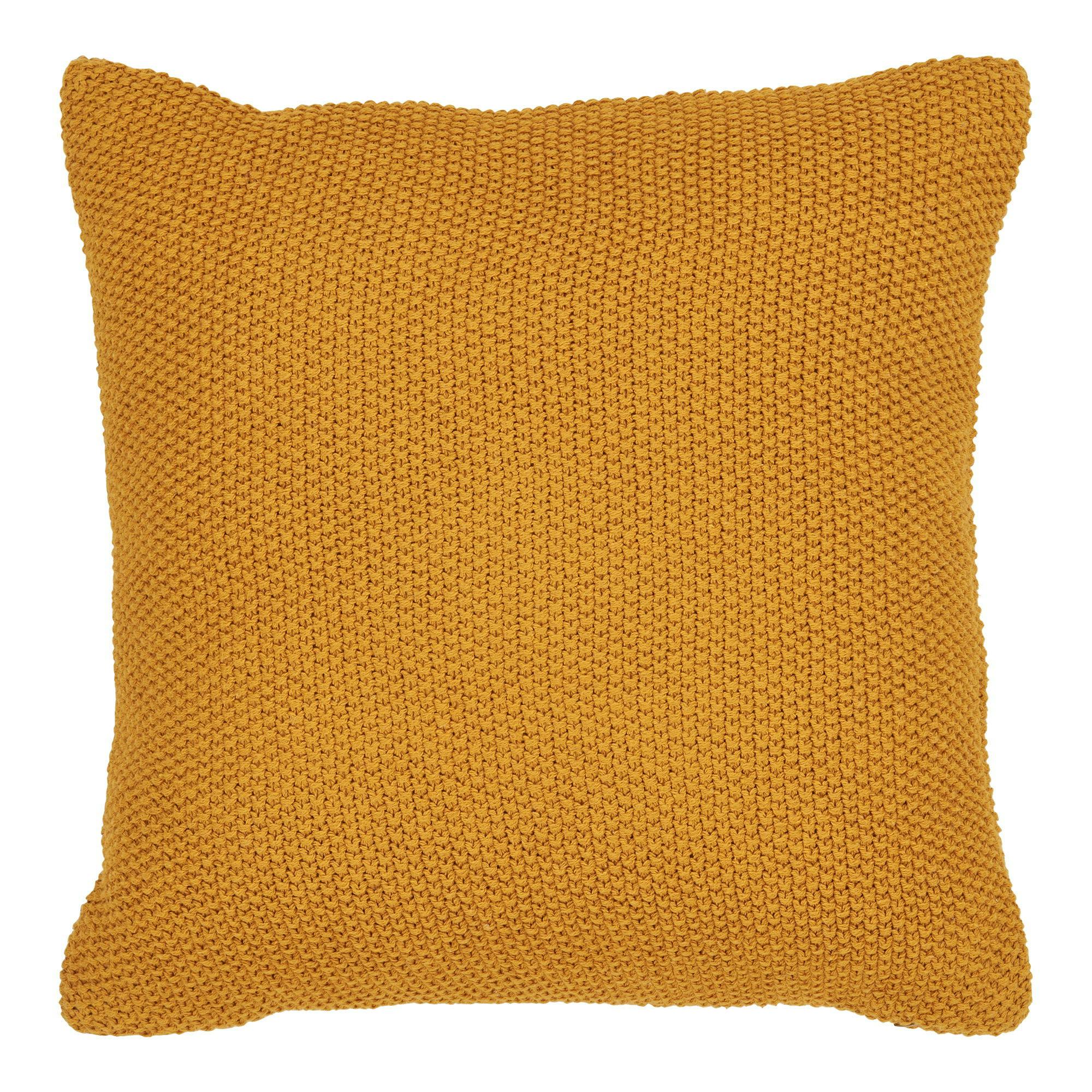 Coussin déco moutarde en coton recyclé BRUGES