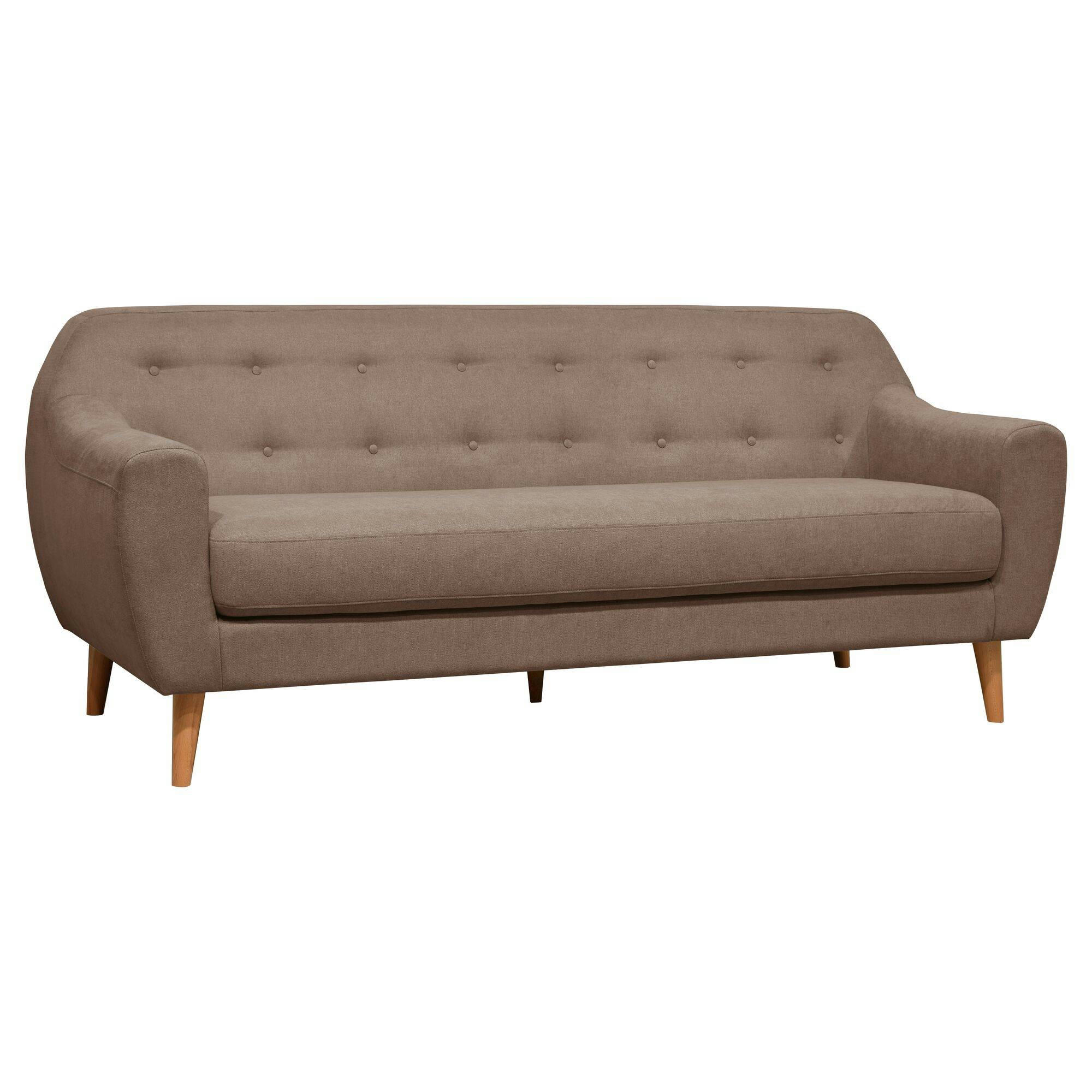 AGATHE - Canapé fixe en tissu 3 places grège