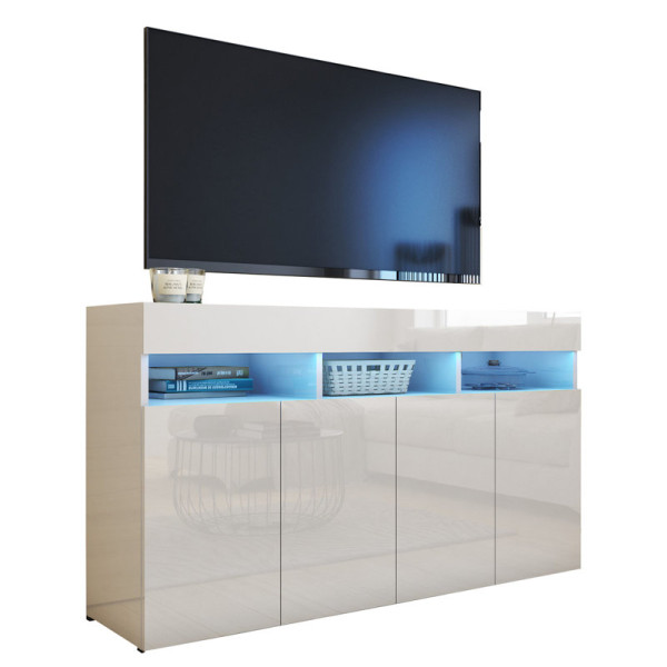 Komoda do salonu 140 cm biały połysk PREMIUM