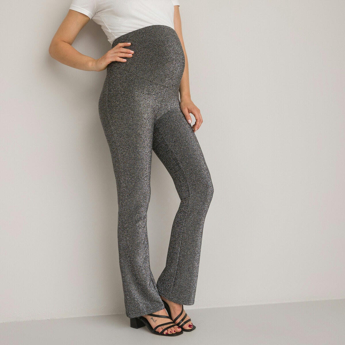 Pantalon de grossesse flare, en maille brillante