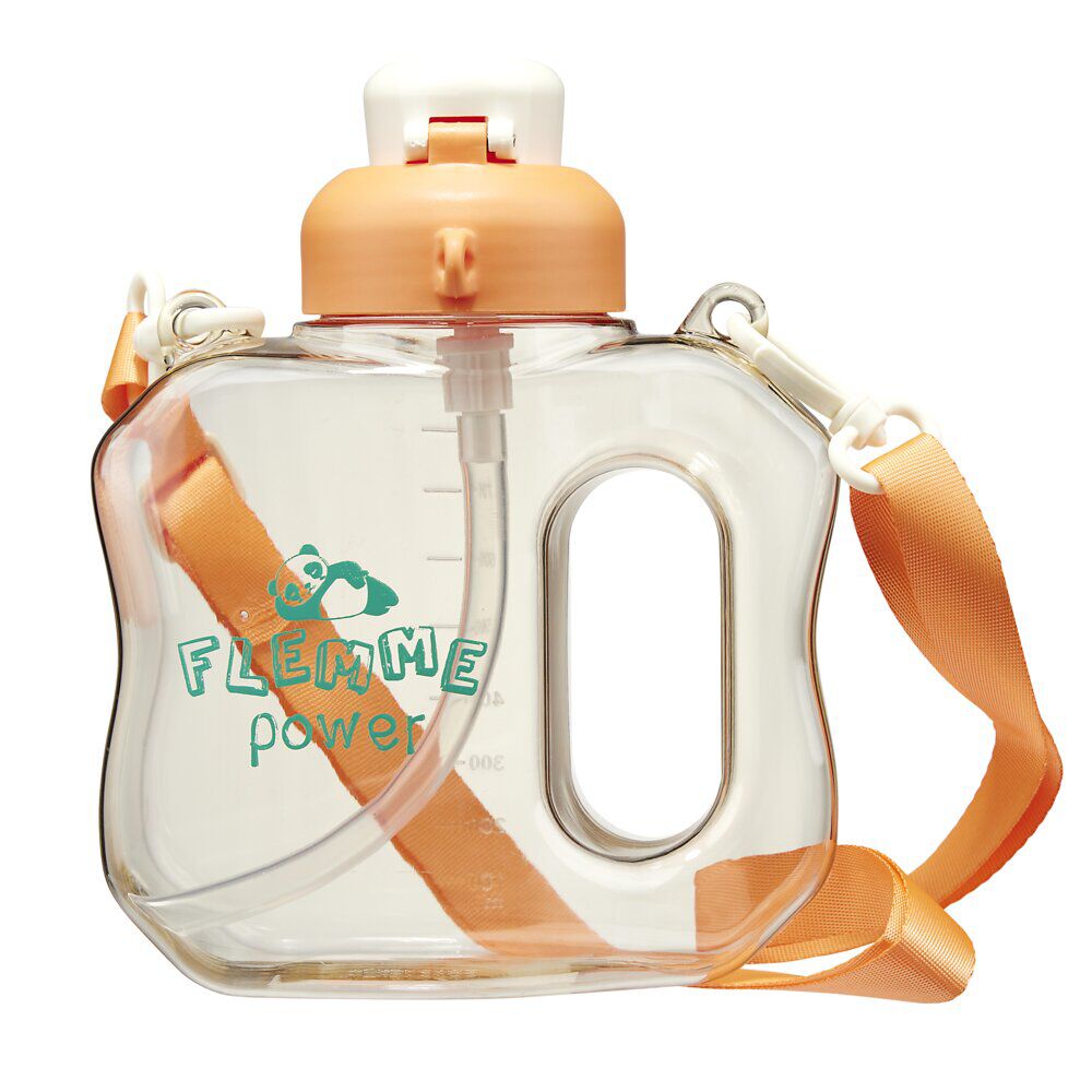 Bouteille plastique kawaii 1L avec sangle H19,5cm