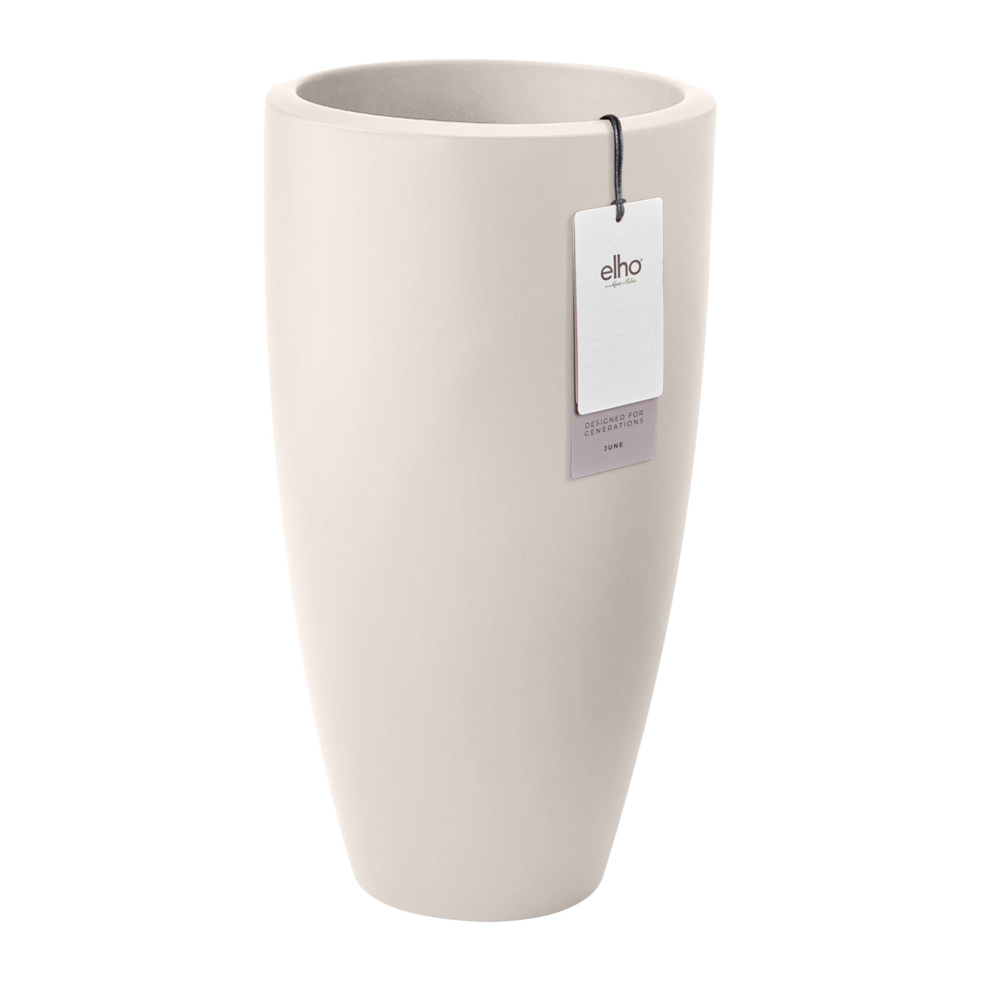 Elho June Round High 40 - Linnen wit - Ø 39 x H 70 cm - Binnen en Buit