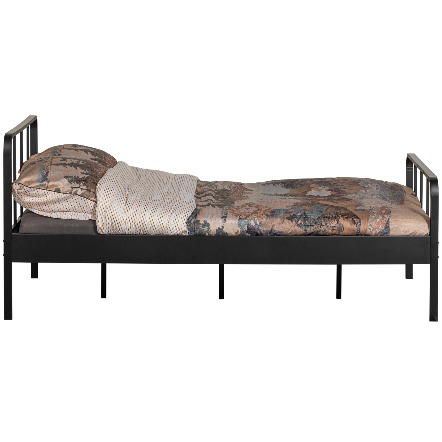 WOOOD twijfelaar bed Mees - Metaal - Zwart - 90X208X125