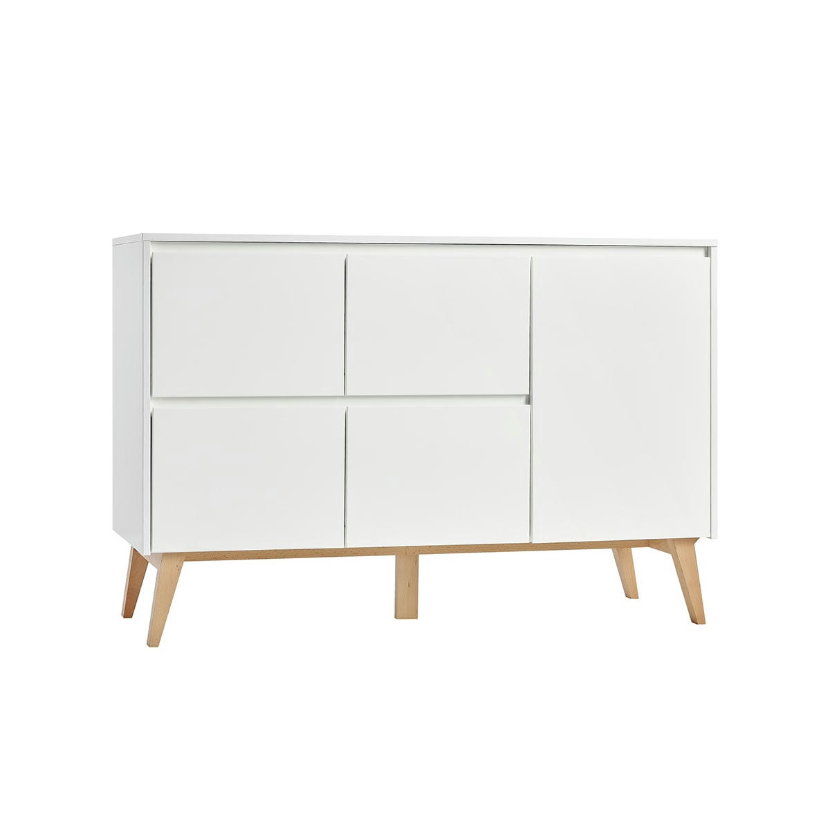 SWING - Commode 4 tiroirs 1 porte blanc naturel
