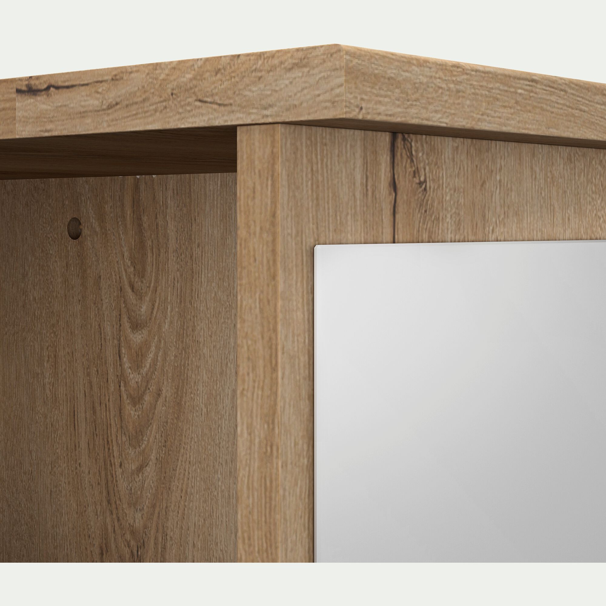 LUCIAN - Armoire ouverte avec miroir H210cm - bois clair