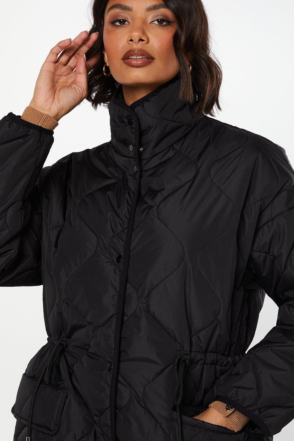 Dorothy Perkins Drawstring Waist Quilted Padded Puffer Coat
