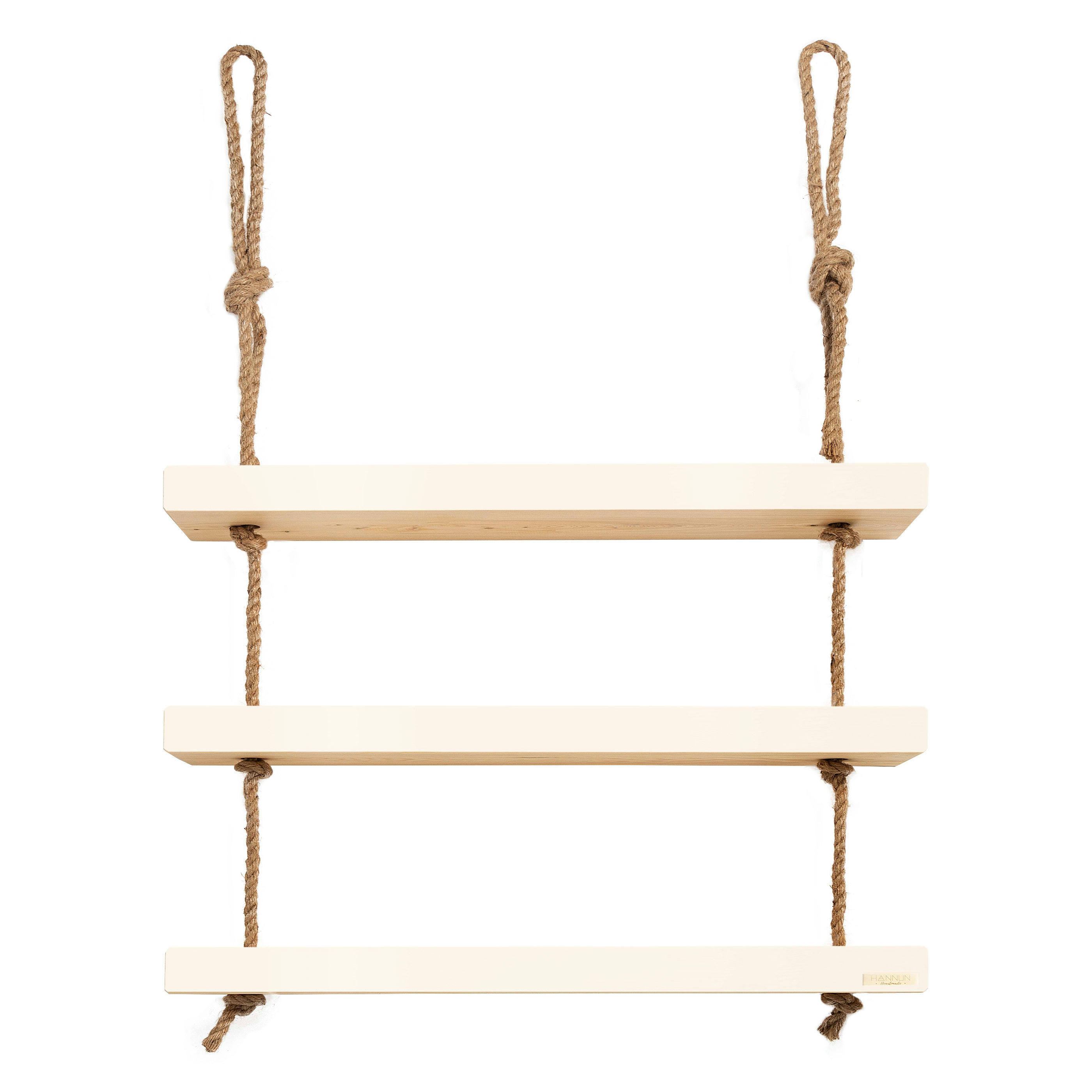 MAKEMBA - Etagère suspendue avec corde de chanvre couleur Blanc nordique 100 cm