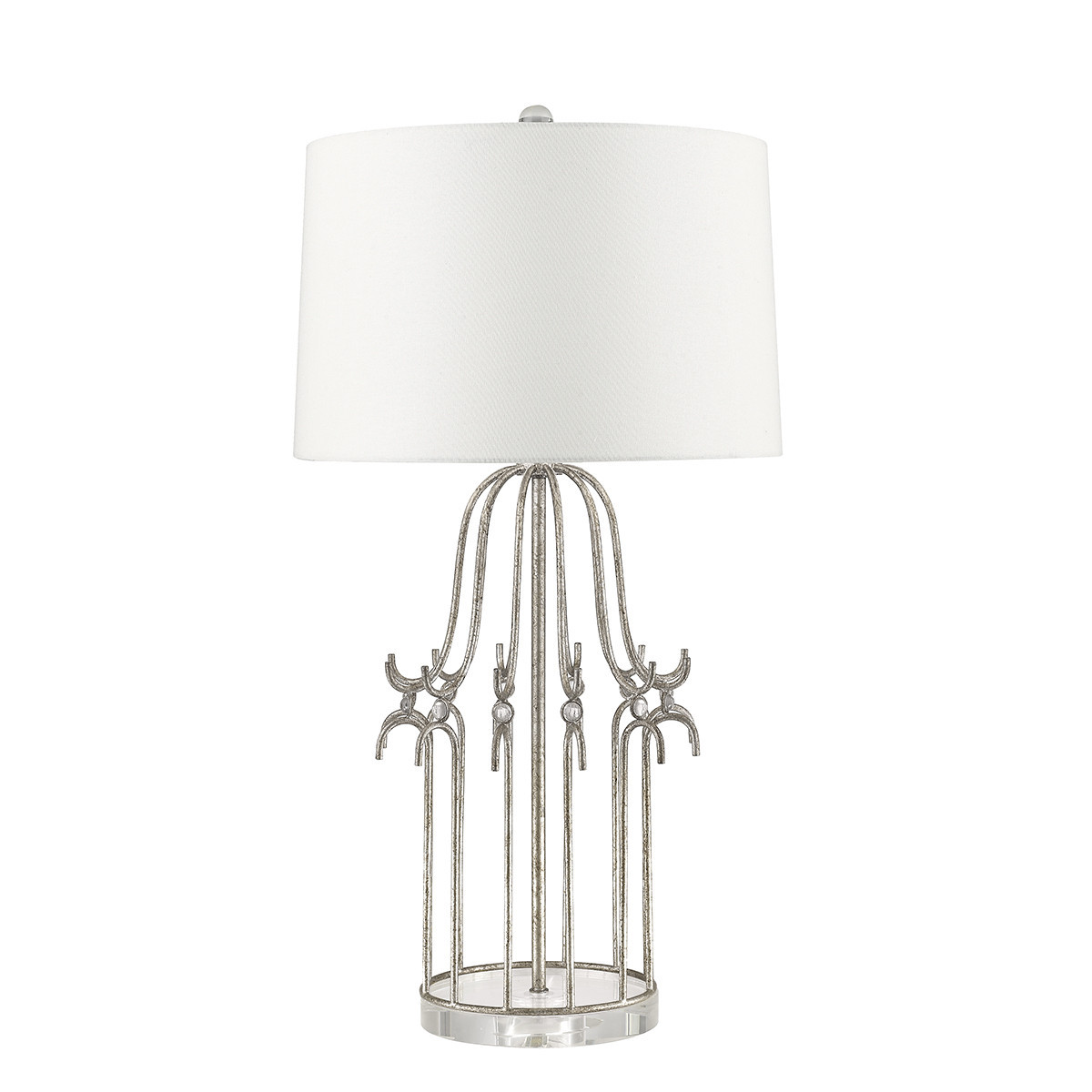 Lampa stołowa glamour srebrno-kremowa Stella 1xE27x100WGilded Nola