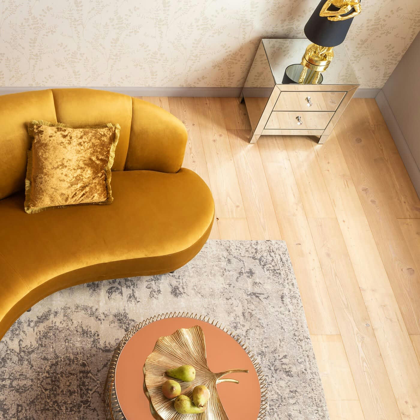 LUXURY - Table de chevet 2 tiroirs en verre miroir