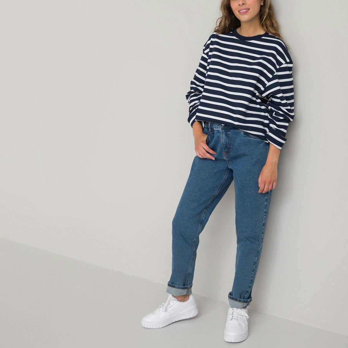 T-shirt oversize manches longues rayé
