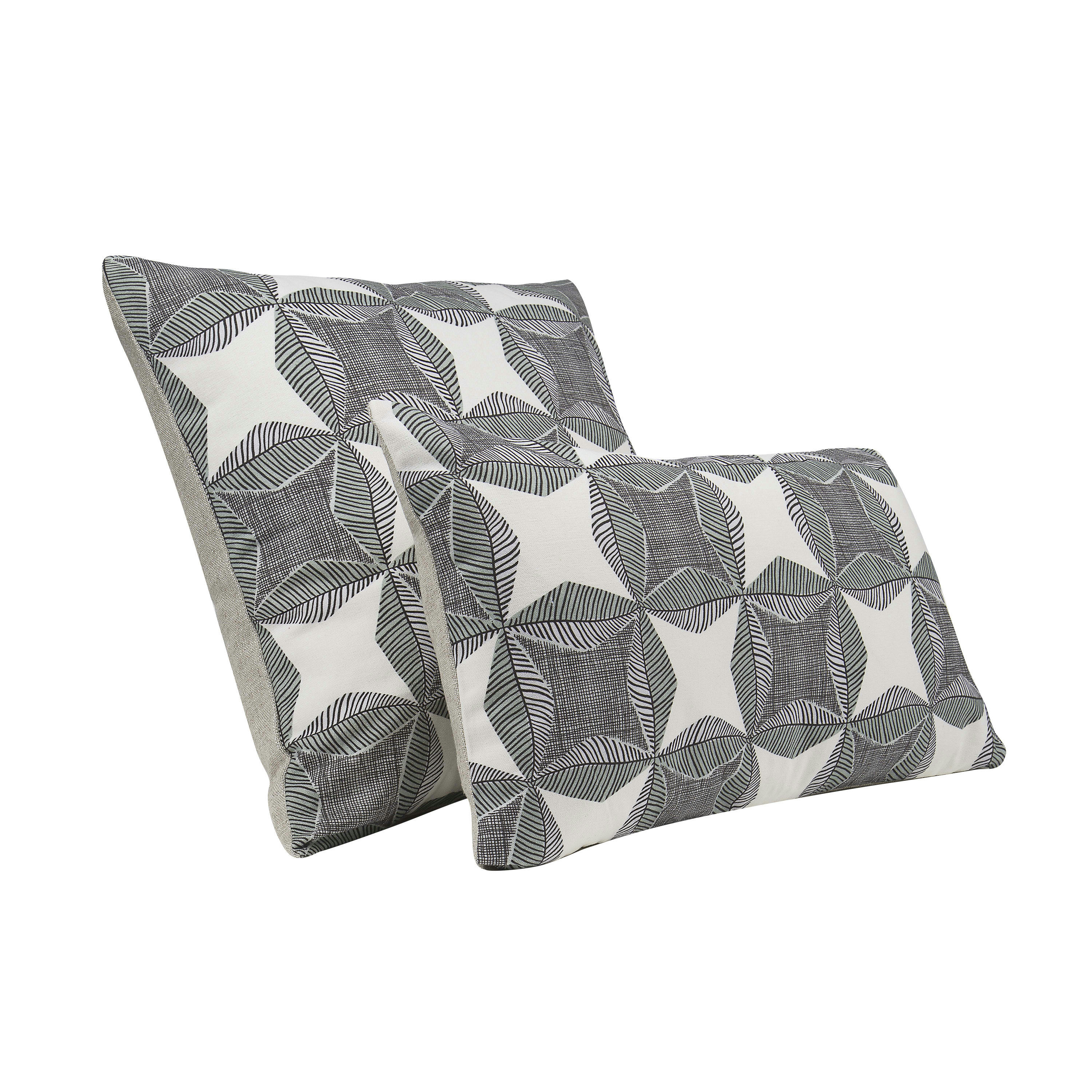 WAX - Housse de coussin bi-matière coton et lin 50x50cm Lichen