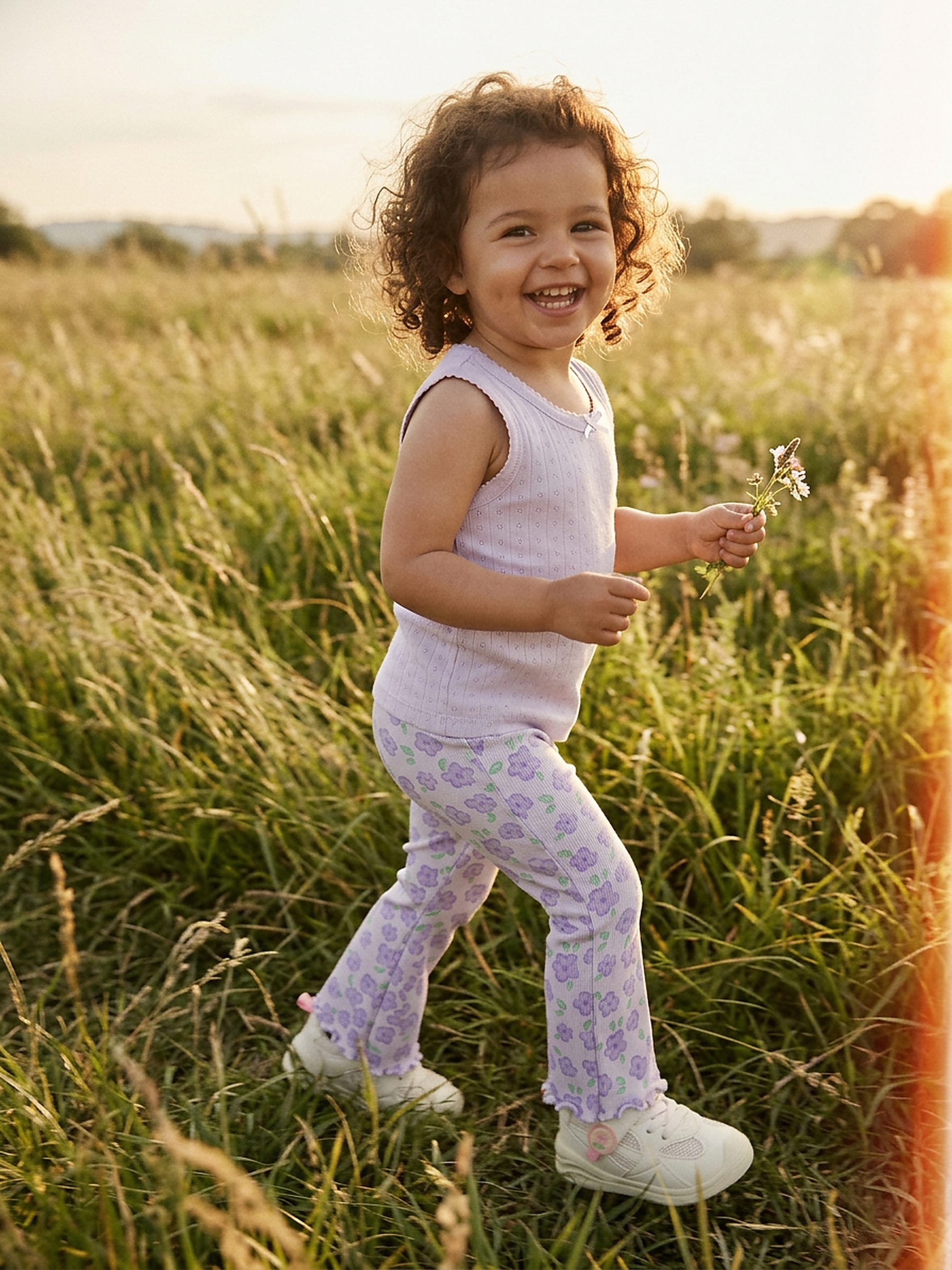 Legginsy flare z motywem kwiatowym