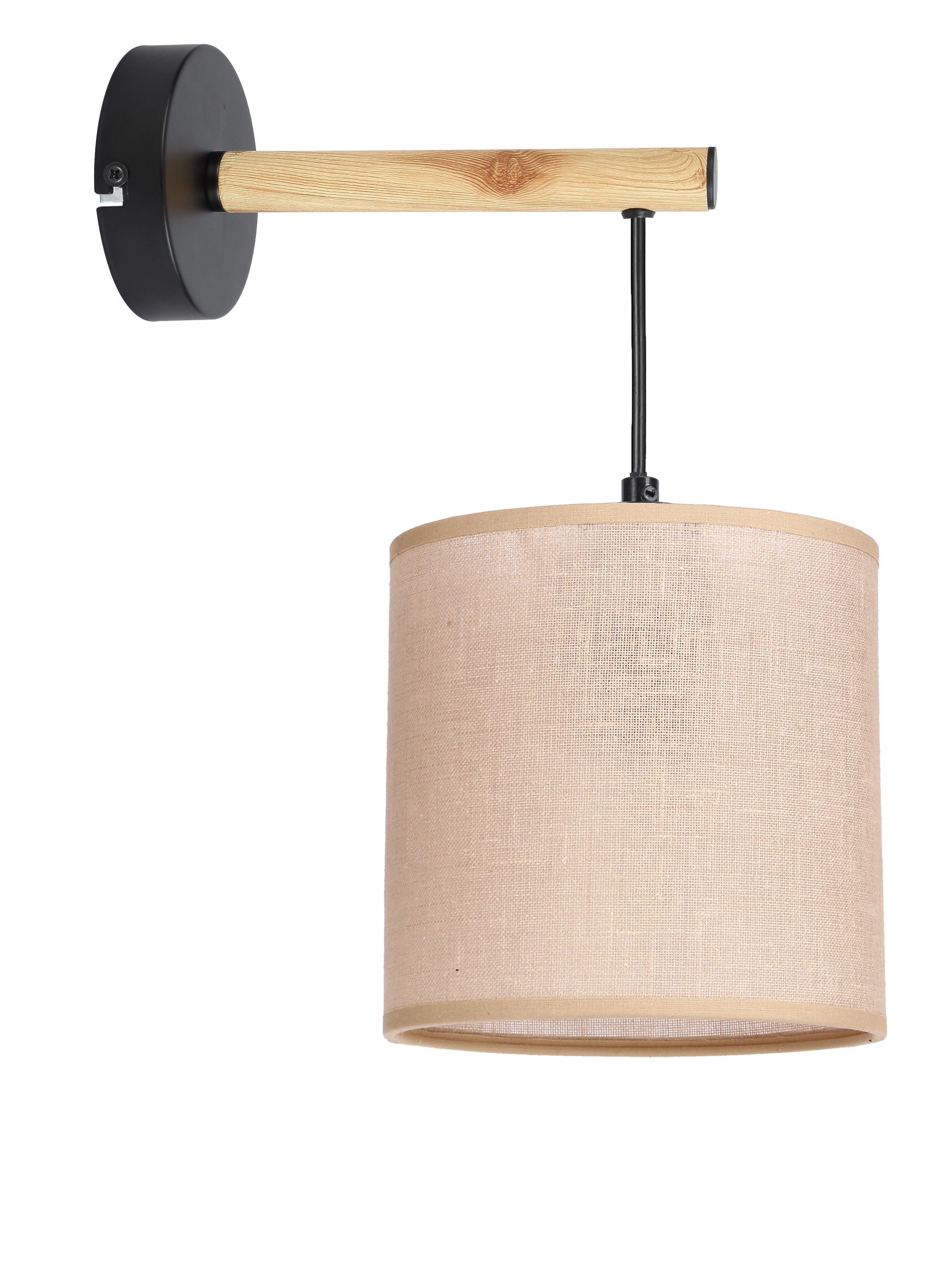 Lampa kinkiet COMBI czarny 1x60w e27 abażur beżowy