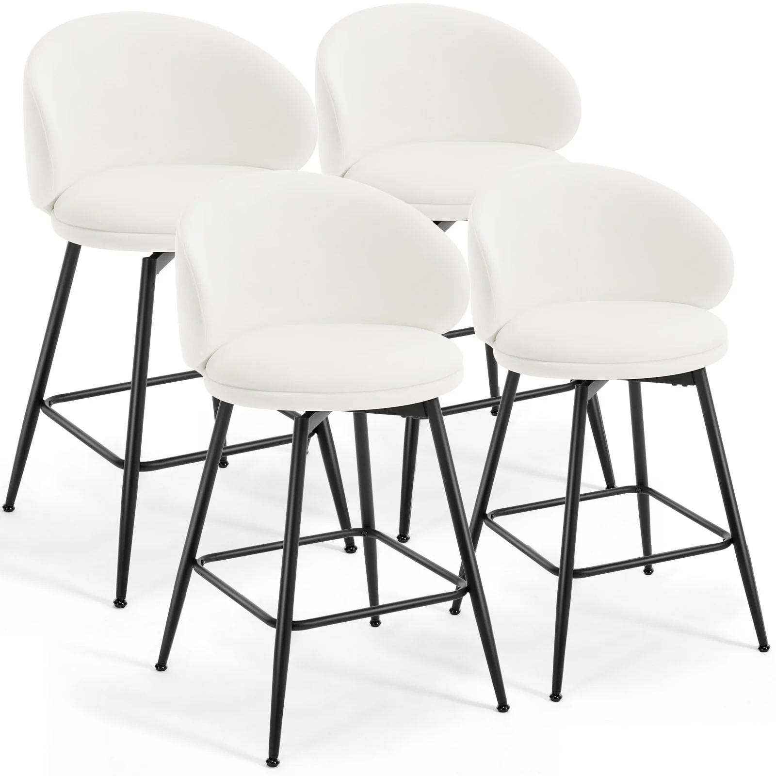 26/30 Velvet Upholstered Swivel Counter/Bar Stools Set of 2/3