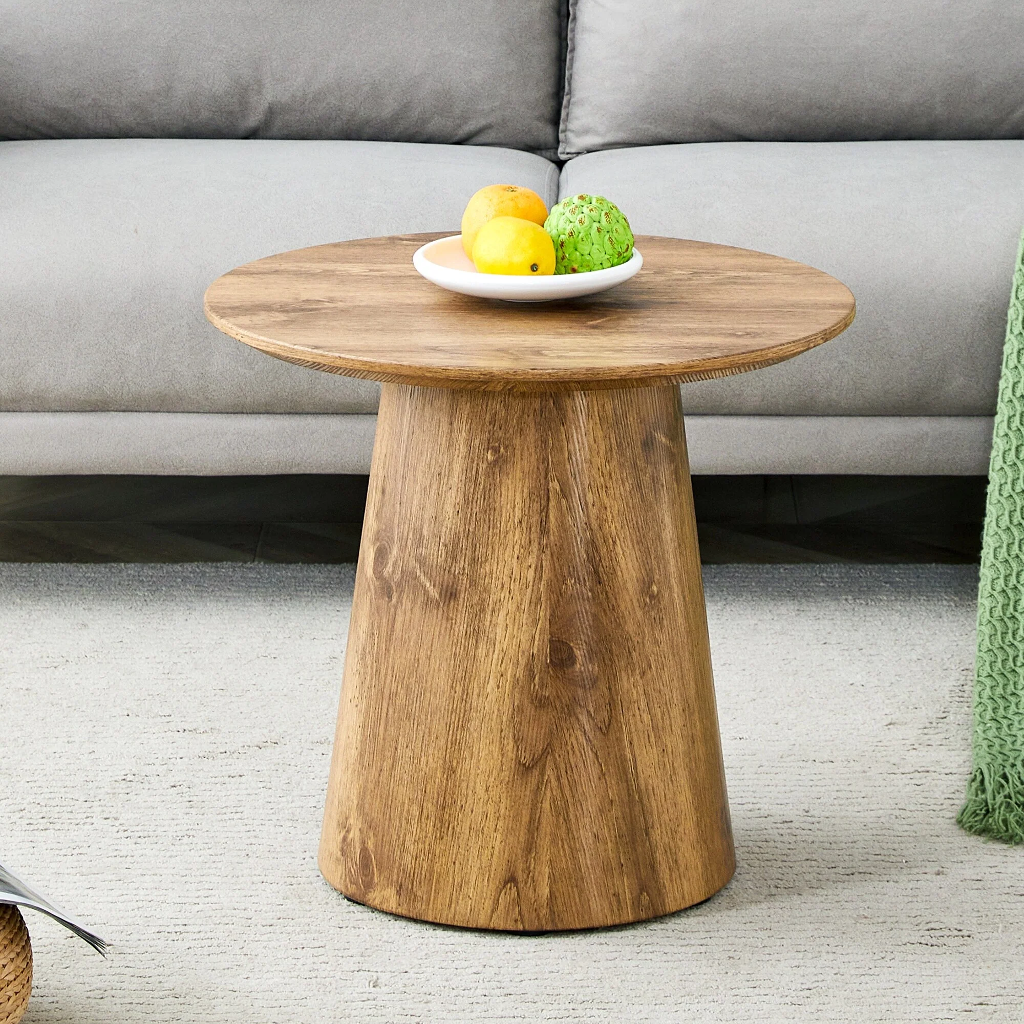 Wood Grain Mdf Round Coffee Table,Wood Grain Texture Sticker,Exquisite Wood Grain Surface,Round Tabletop Design.