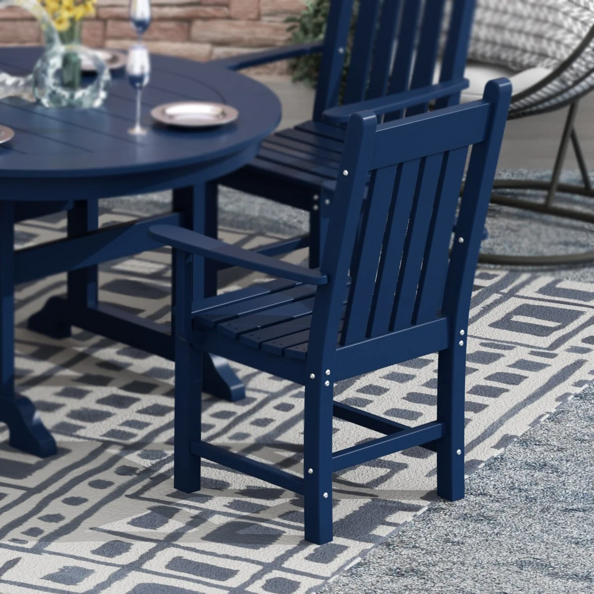 Polytrends Laguna Hdpe All Weather Outdoor Patio Dining Chair With Arms