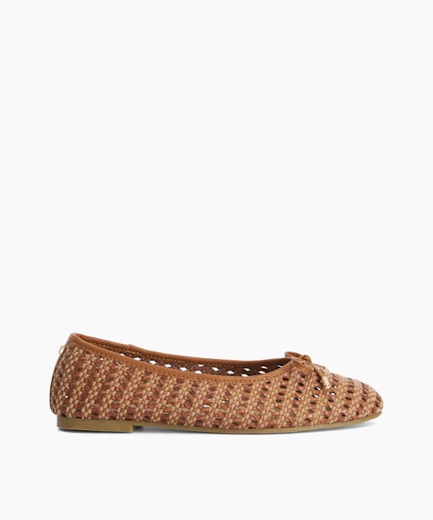 Hypnos Tan - Woven Raffia Ballet Flats