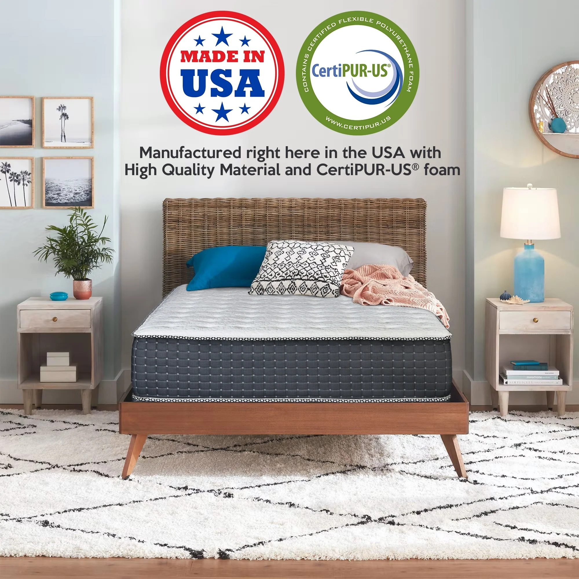 14 Luxury Foam Encased Hybrid Mattress, Strong Edge Support, High Density Foam, 2 Fluffy Quilted Top, Black