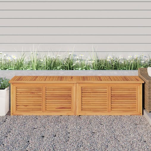 NNEVL Garden Storage Box with Bag 200x50x53 cm Solid Wood Teak