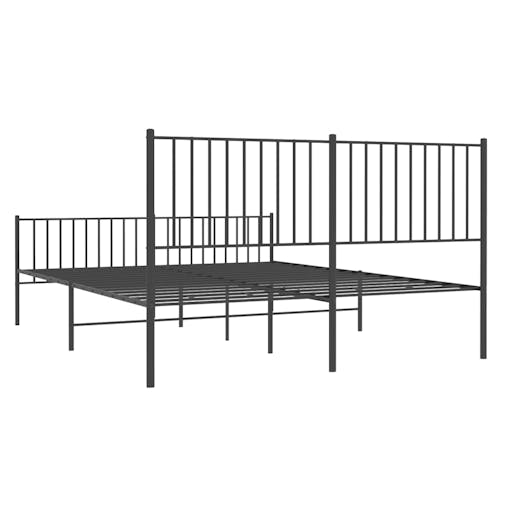 NNEVL Metal Bed Frame with Headboard and Footboard Black 153x203 cm Queen