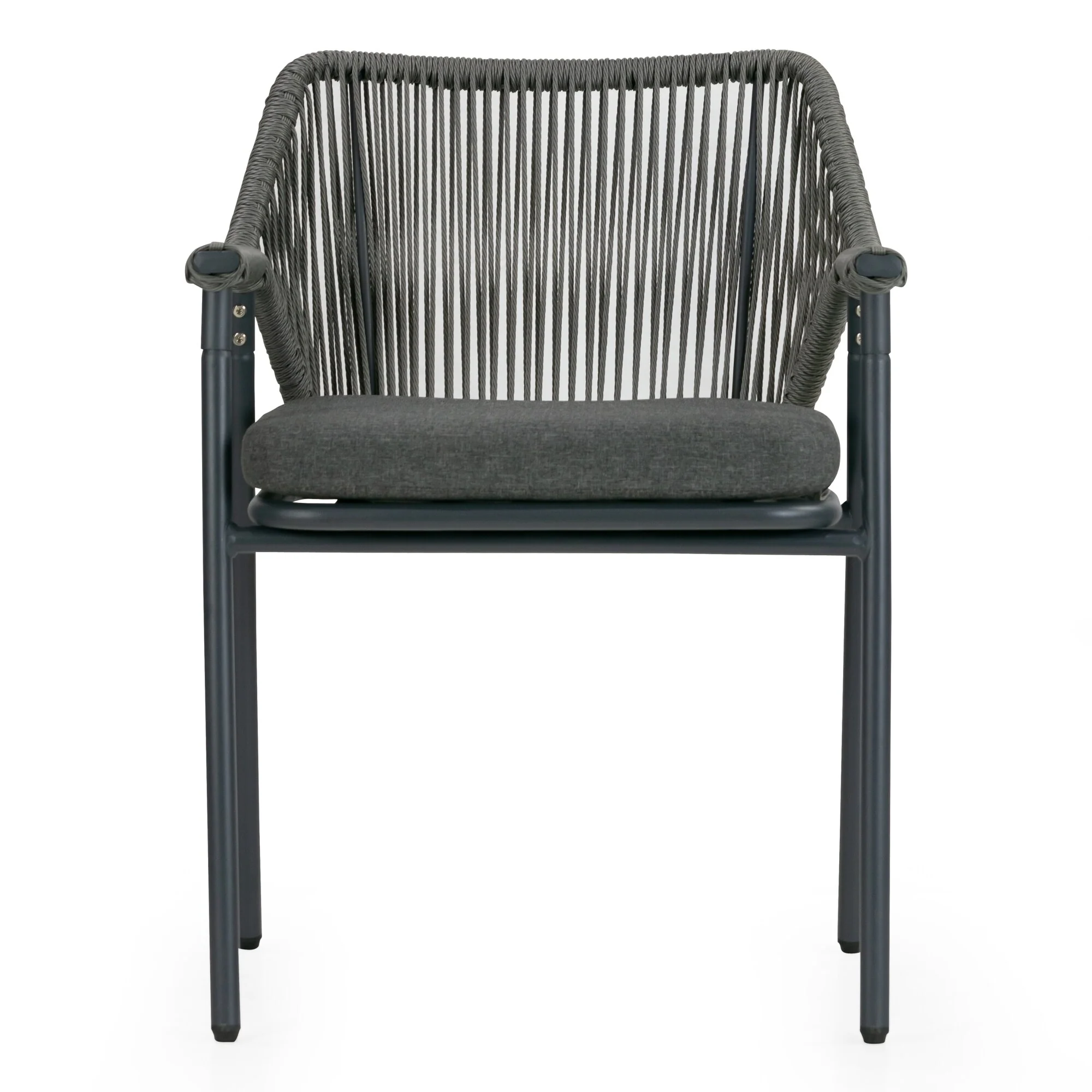 Set of 2 Bisera Grey Outdoor Dining Chair with Arms