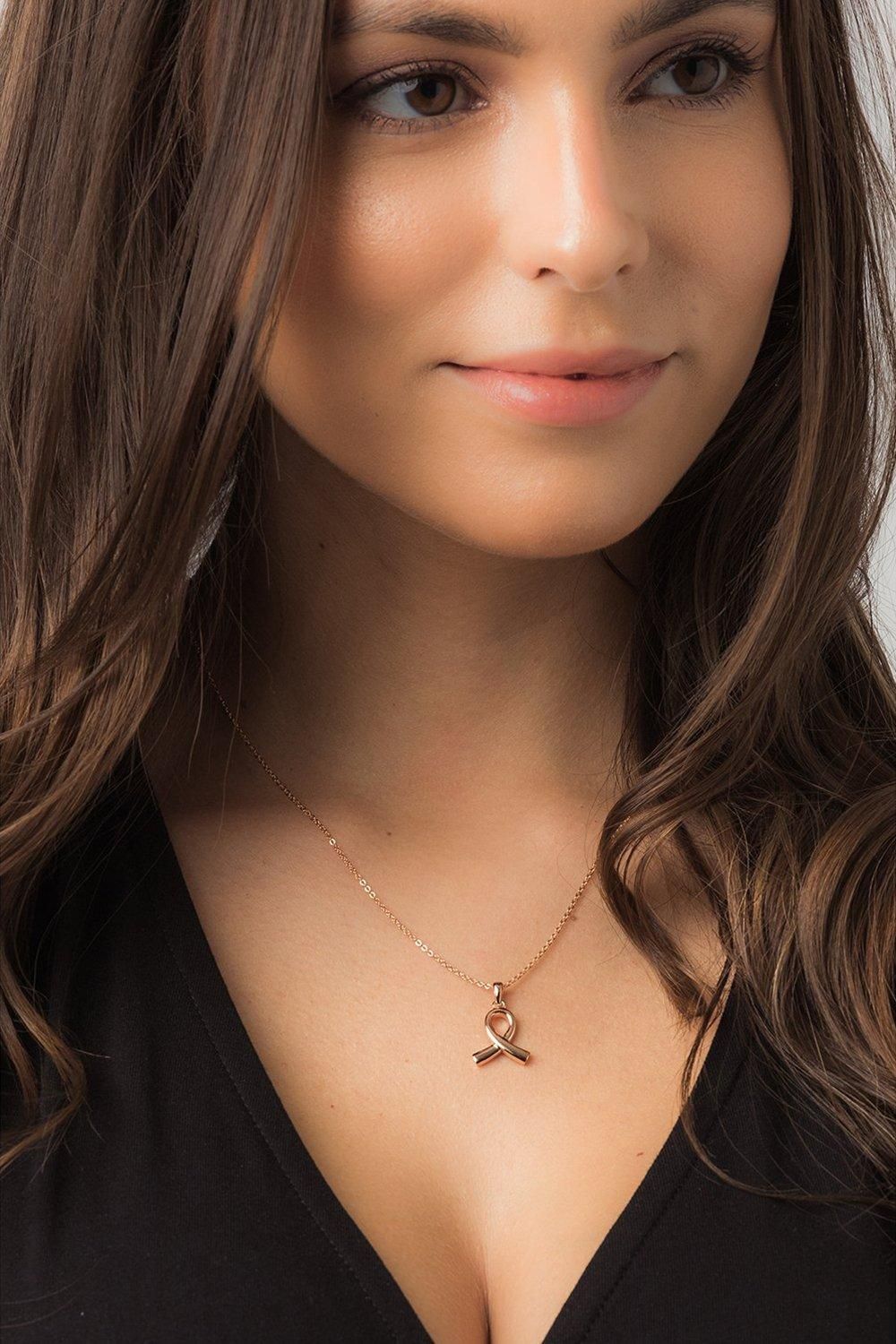 Pure Luxuries London Gift Packaged 'Anson' 18ct Rose Gold Plated 925 Silver Ribbon Design Necklace