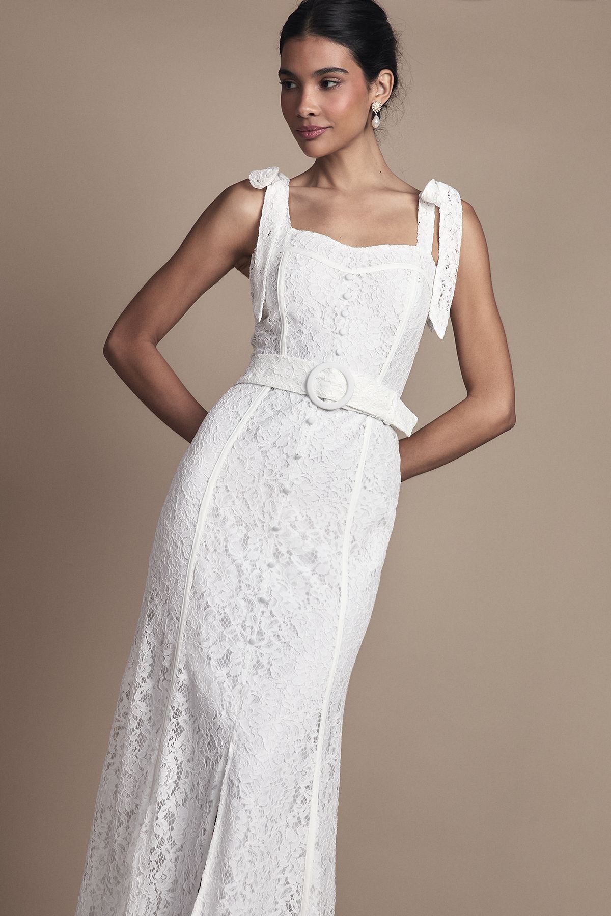 Coast Lace Bow Shoulder Maxi Wedding Dress