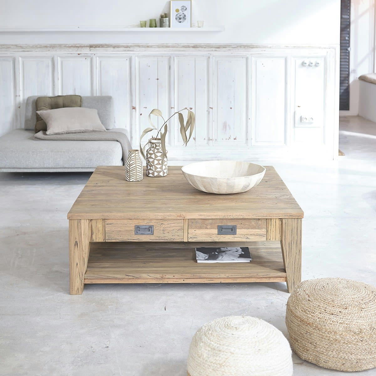 CARGO - Table basse en teck recyclé massif